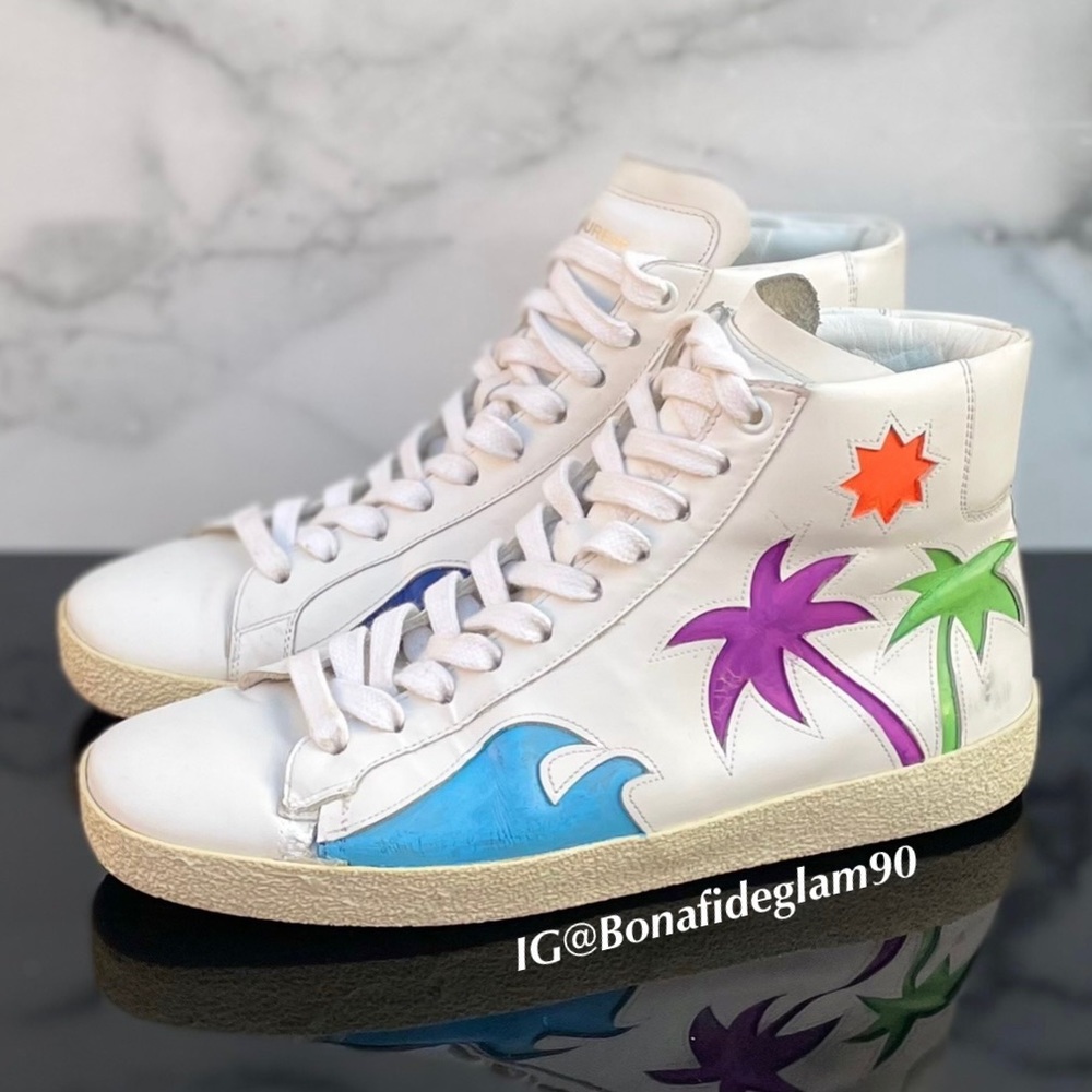 Saint Laurent SL/06M Court Classic Palm print Sea Sex & Sun high-top sneakers 38